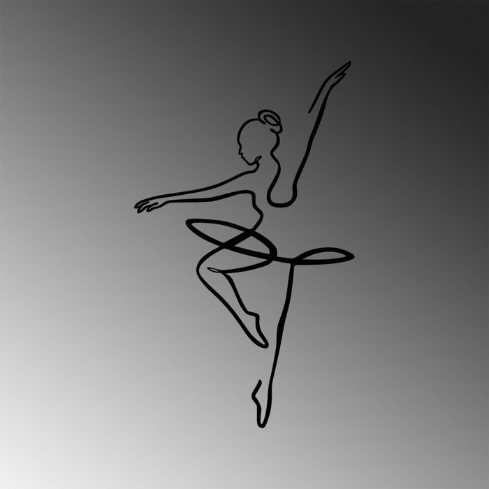 Wallity Ballerina 1 - Escultura de pared de metal negro
